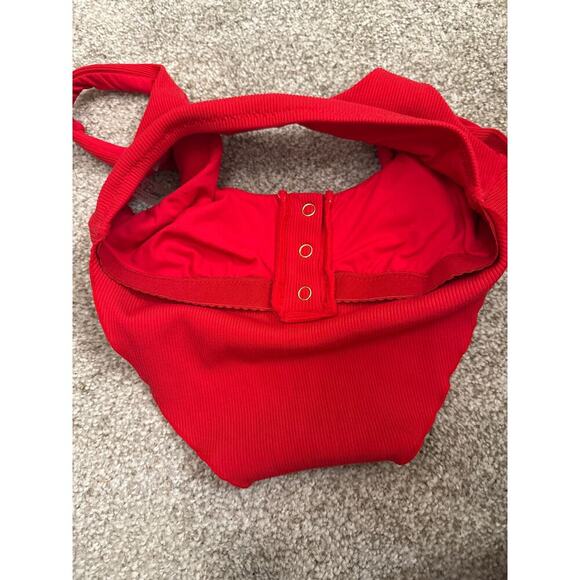 Beach Bunny Red Tide Knot Snap Buttons Bralette Bikini Top, S - Picture 13 of 13